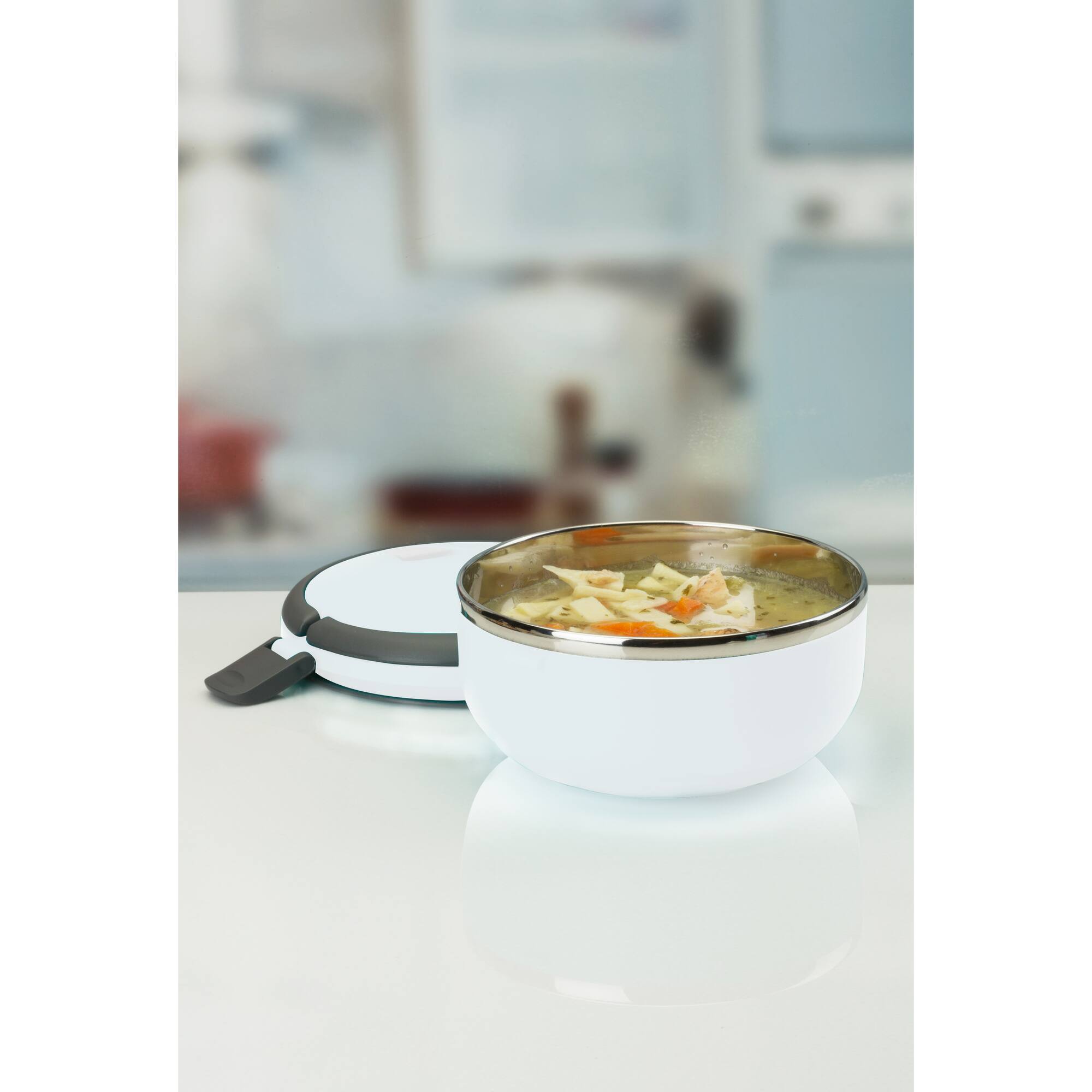 Kitchen Details 2-Tier White Insulated Stainless Steel Lunch Box